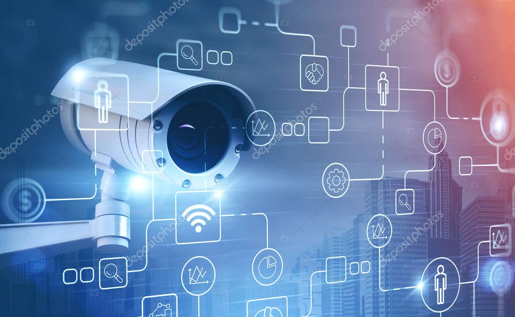 Telecamera di videosorveglianza installata su facciata